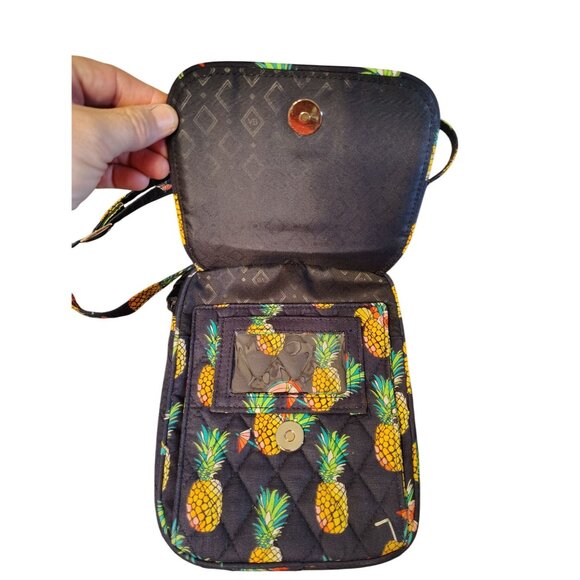 Vera Bradley Toucan Pineapple Crossbody Purse Bag Navy Blue Adjustable Strap - Picture 3 of 5